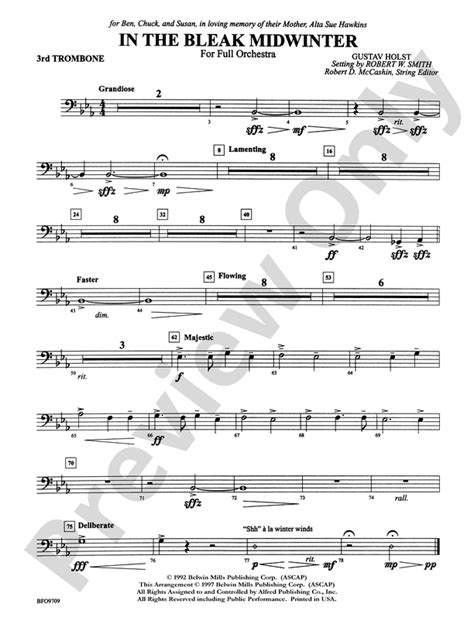 In The Bleak Midwinter 3rd Trombone 3rd Trombone Part Digital Sheet