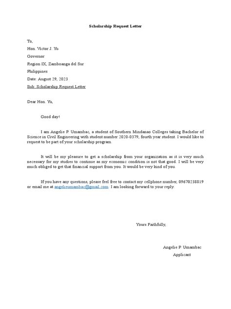 Scholarship Request Letter | PDF