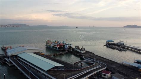 Aerial View Penang Ferry Parking And Stop Schedule Stock Video Video