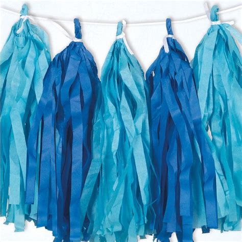 Royal Blue And Light Blue Tissue Tassel 9 Garland Tissue Paper