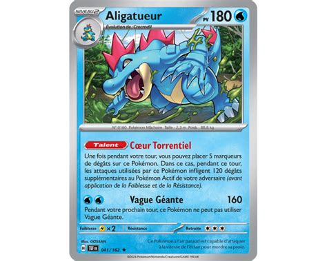 Aligatueur Pv 180 041 162 Carte Rare Holographique Écarlate et