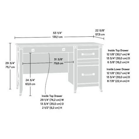 Sauder Carson Forge Single Pedestal Desk With Drawers Rustic Cedar