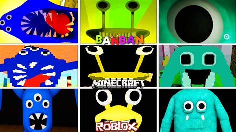 Garten Of Banban All Jumpscares Vs Minecraft Vs Roblox Vs Mutants