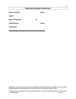 Fillable Online NSU SOCIAL WORK PRACTICUM FINAL EVALUATION Fax Email