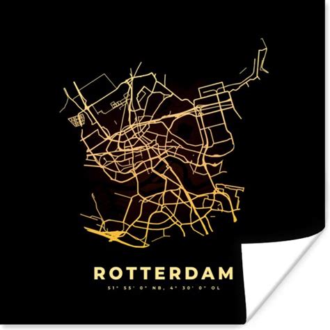 Poster Plattegrond Kaart Rotterdam Stadskaart X Cm Bol