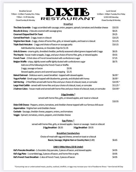 Online Menu Of Dixie Restaurant Restaurant Petersburg Virginia 23803