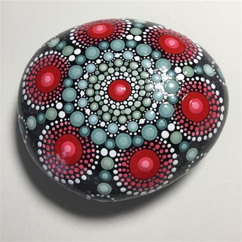 Hand Painted Mandala Stone Meditation Mandala Stone Dot Art Healing