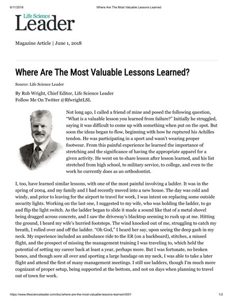 Pdf Where Are The Most Valuable Lessons Learned