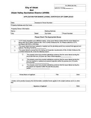 Fillable Online Application For Sewer Lateral Certificate Of Compliance