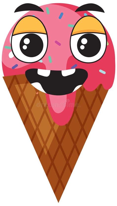 Ice Cream Cone with Facial Expression Stock Vector - Illustration of ...