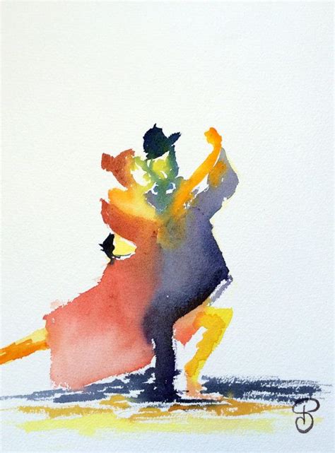 Aquarelle Moderne Tango Repr Sentant Un Par Paulineartgallery Art