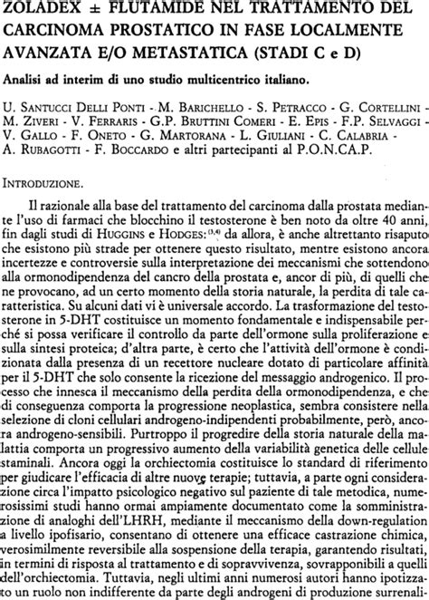 Zoladex Flutamide Nel Trattamento Del Carcinoma Prostatico In Fase