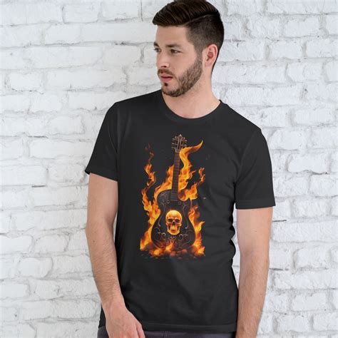 T Shirt Quality Lobo Branco Vip 2024 Flaming Guitar Skull Masculina Em