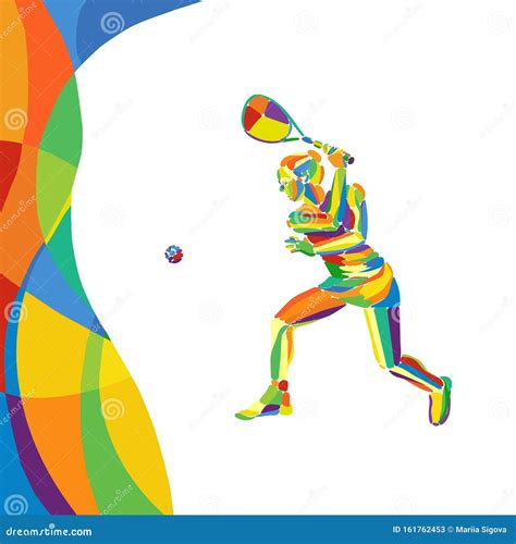 Woman Squash Player Abstract Colorful Vector Illustration Eps10 Stock