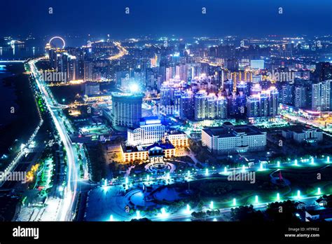 Aerial view of city night Stock Photo - Alamy