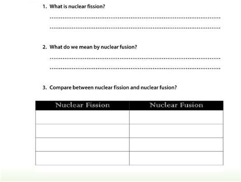 Nuclear Fission And Nuclear Fusion Watch And Answer Teaching