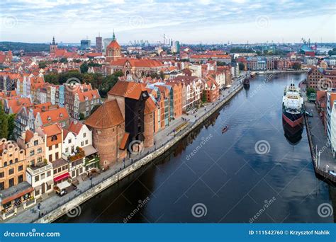 Gdansk Poland Stary Miasto I Motlawa Rzeka Widok Z Lotu Ptaka Zdjęcie