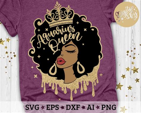 Aquarius Queen Svg Afro Girl Svg Afro Queen Svg Birthday Etsy