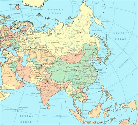 Large Detailed Political Map Of Asia With All Capitals Major Cities