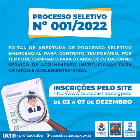 Prefeitura Abre Inscri Es Para Processo Seletivo No Servi O De