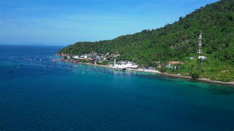 Coastal Village And Floating Mosque Fantastic Aerial Top View Flight