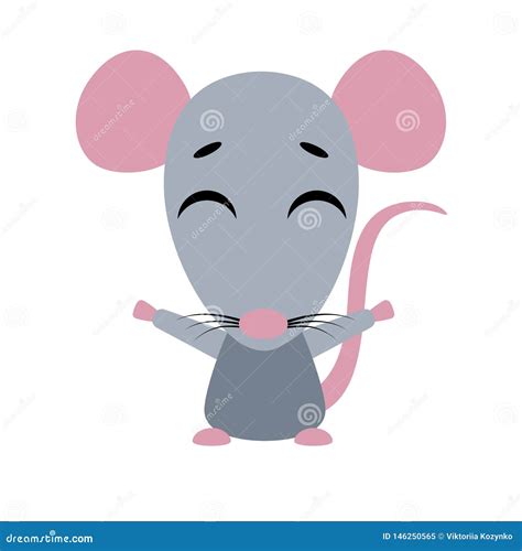 Rat Mignon De Vecteur Caract Re Heureux De Bande Dessin E Fond Blanc