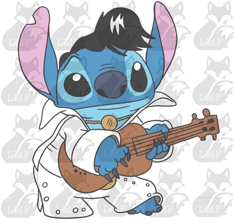 Elvis Stitch Lilo And Stitch Svg Png Layered And Black And White Etsy