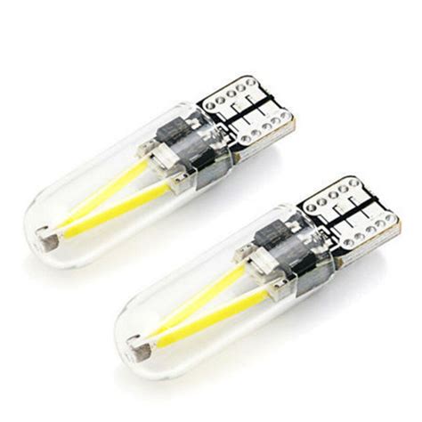 2Pcs LED T10 W5W COB LED CANBUS Silica Bright แกวใบอนญาตหลอดไฟ194 168