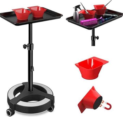 Salon Tray Salon Rolling Trolley On Wheels With 2 Magnetic Bowl