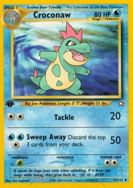 Croconaw Hp Uncommon Pokemon Water Old Pokemon Cards Off