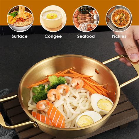 Korean Ramen Noodle Pot With Handle Stainless Steel Ramen Cooking Pot