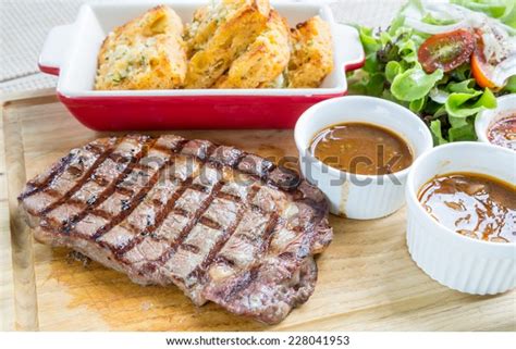 Australian Wagyu Ribeye Beef Steak Serve Stock Photo 228041953