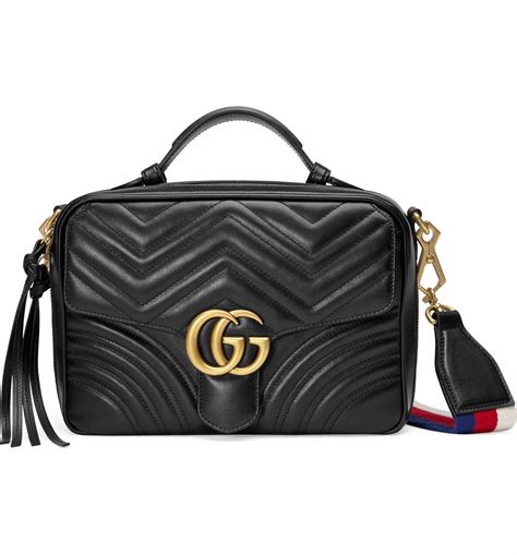 Gucci Small Gg20 Matelassé Leather Camera Bag With Webbed Strap