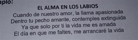 escribe lo que entendí sobre el poema el alma en los labios Brainly lat