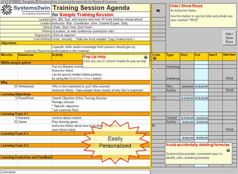 Training Schedule Template Excel