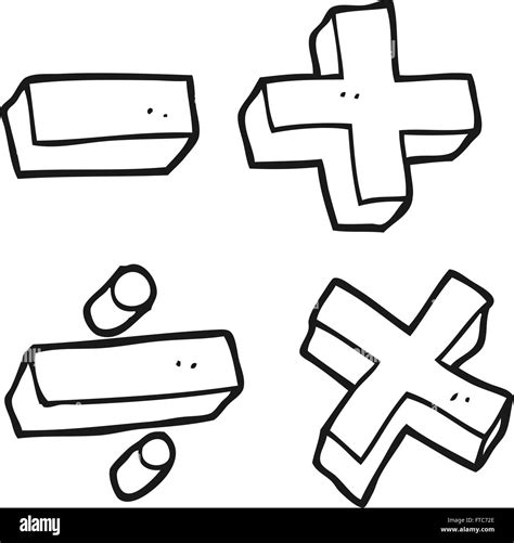 Freehand Drawn Black And White Cartoon Math Symbols Stock Vector Image