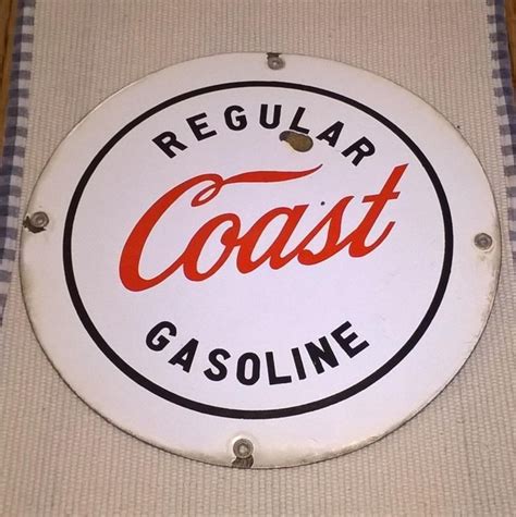 Coast Regular Gasoline Round Porcelain Sign Porcelain Signs