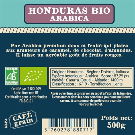 Caf Grain Arabica Honduras Bio G Caf Du Vieux P Cheur Mapalga