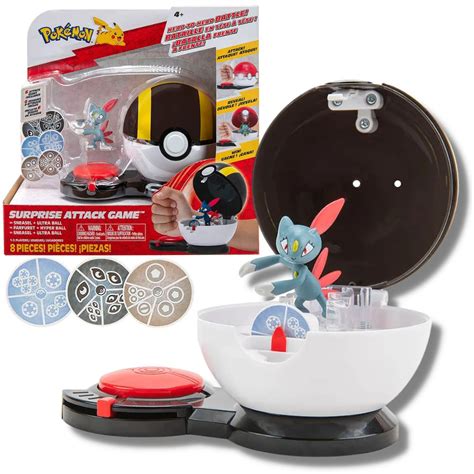 Boneco Pokemon Sneasel Pokebola Figura Ataque Surpresa JP Toys