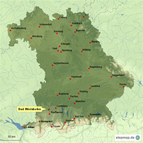 Stepmap Bayern Städte Landkarte Für Deutschland