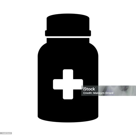 Medicine Bottle Icon Black And White Icon Vector Illustration Stock