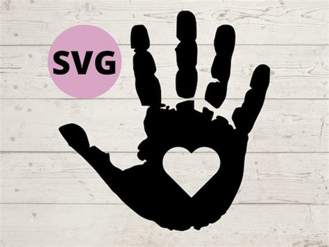 Handprint SVG With Heart Cut Out for Vinyl Decal Vector - Etsy