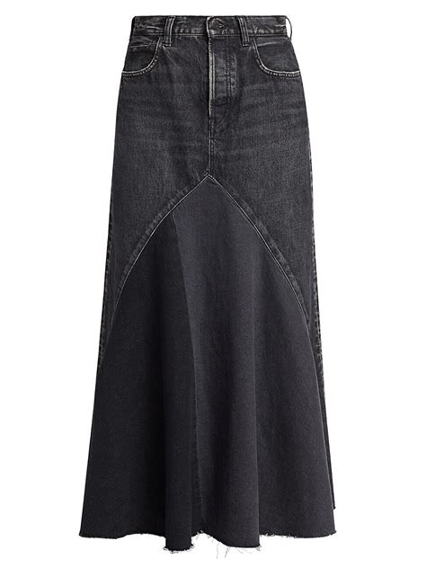 Moussy Vicksburg Flare Denim Maxi Skirt Black Editorialist