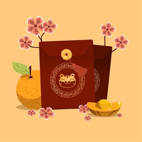 Free Vector Flat Chinese New Year Lucky Money Illustration