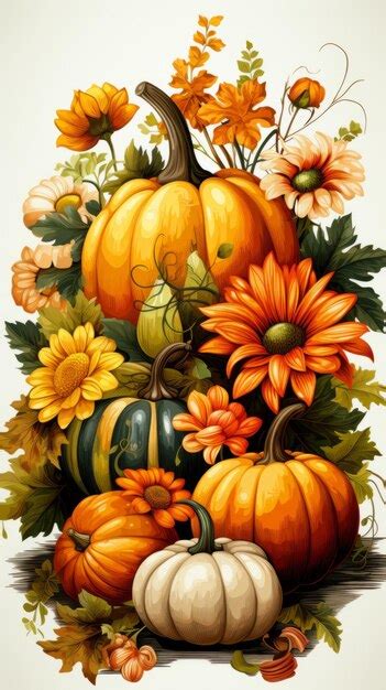 Premium Ai Image A Cross Stitch Pattern With Pumpkins And Leaves