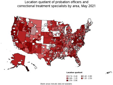 Map Of Location Quotient Of Probation Officers And Correctional