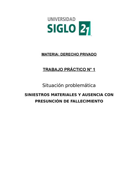 Tp1 Derecho Privado Tp 1 Grupal Aprobado 75 Materia Derecho