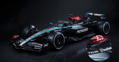 Yet again a red tri-star on the livery of the Mercedes F1 W15, in ...