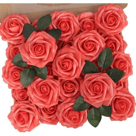 Lot De 25 Roses Artificielles En Mousse Avec Tiges Pour Bouquets De