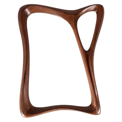 Modern Mirror Frame Solid Wood Organic Shape Natural Stain For Sale At